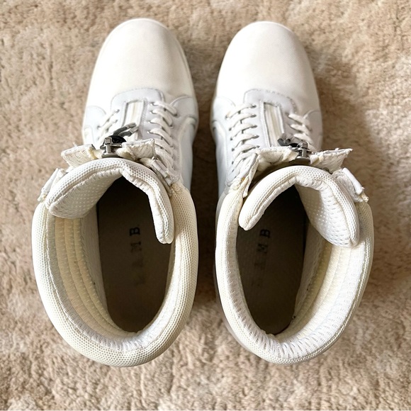 L.A.M.B Georgi White Leather Hidden Wedge Zip Up High Top Sneaker Size 8 1/2 - Picture 8 of 15